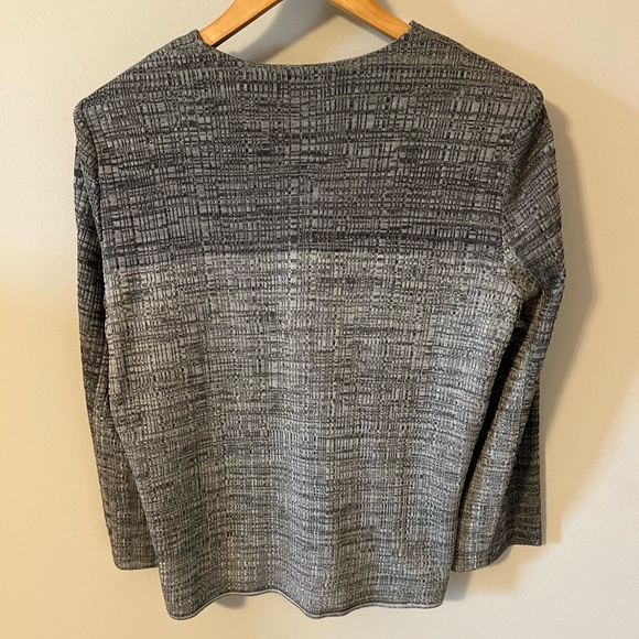 MING WANG Grey and Red Textured Jacket with Faux Leather Trim Large - Picture 9 of 11